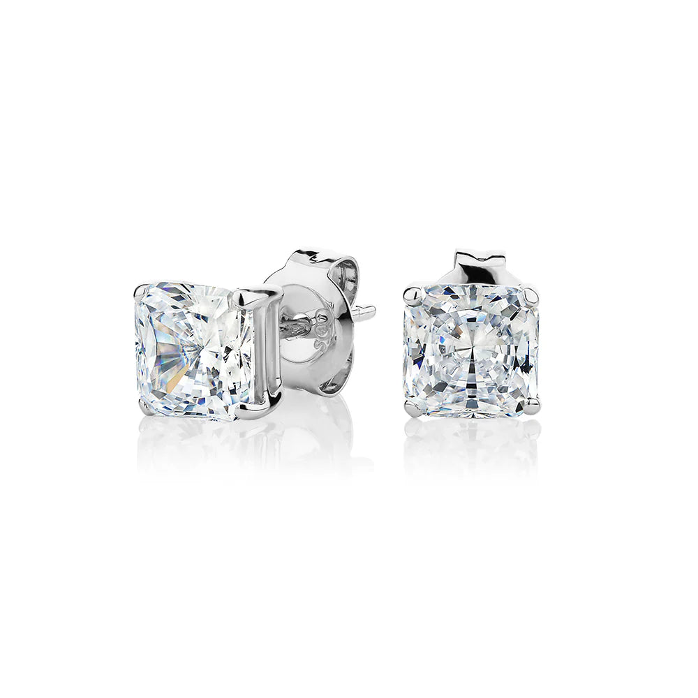 Square Cut Mossianite Earrings - 925 Sterling Silver