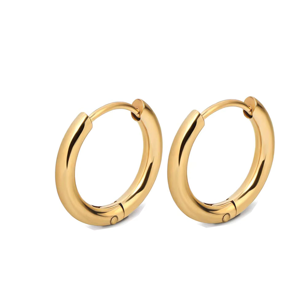 Stainless Steele Hoop Earrings - Gold