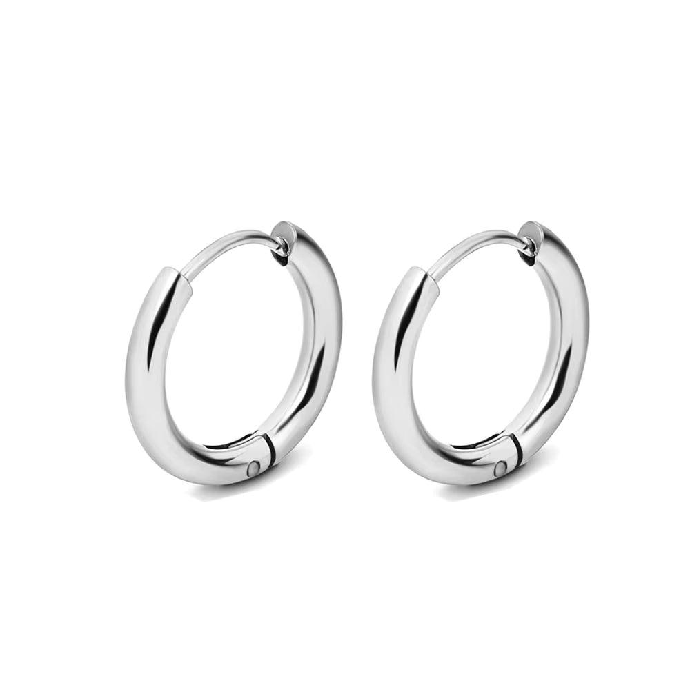 Stainless Steele Hoop Earrings - Silver